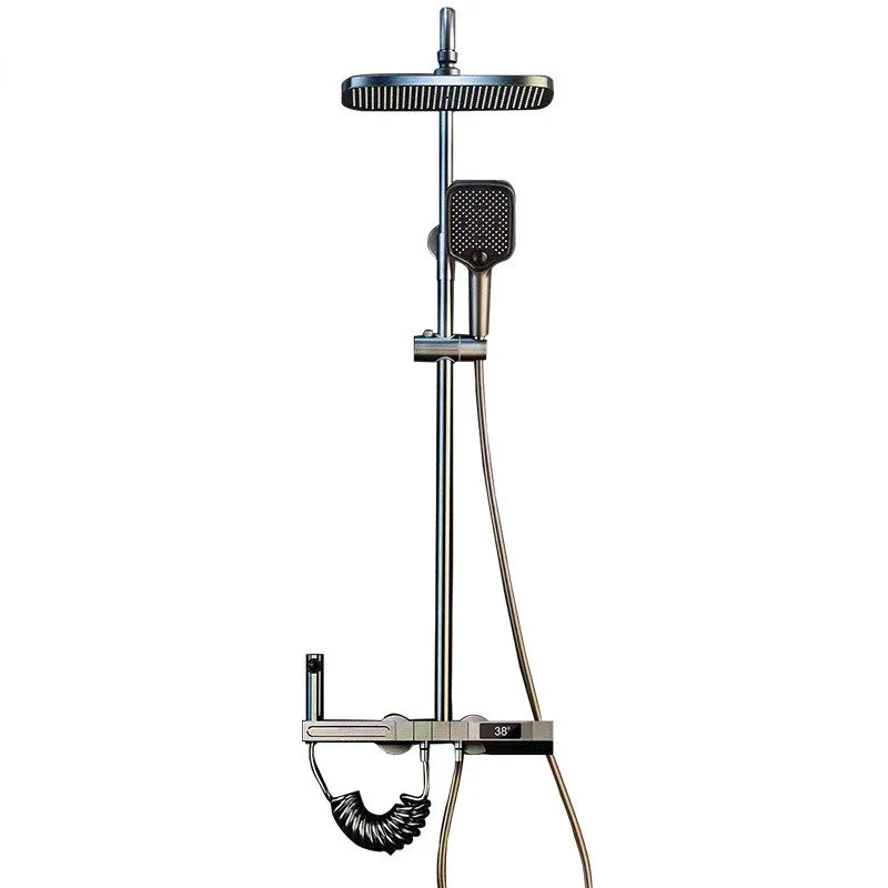 

Grey Digital Shower Set Intelligent Brass Bathroom Faucets Hot Cold Waterfall Tap Rainfall Piano Design Shower System