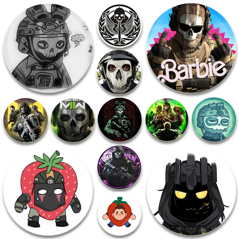 Hot Game Round Pins Ghost Skull Black Ops Brooches Call of Duty Tinplate Soft Button Badge Daily Stylish Ornament Accessory