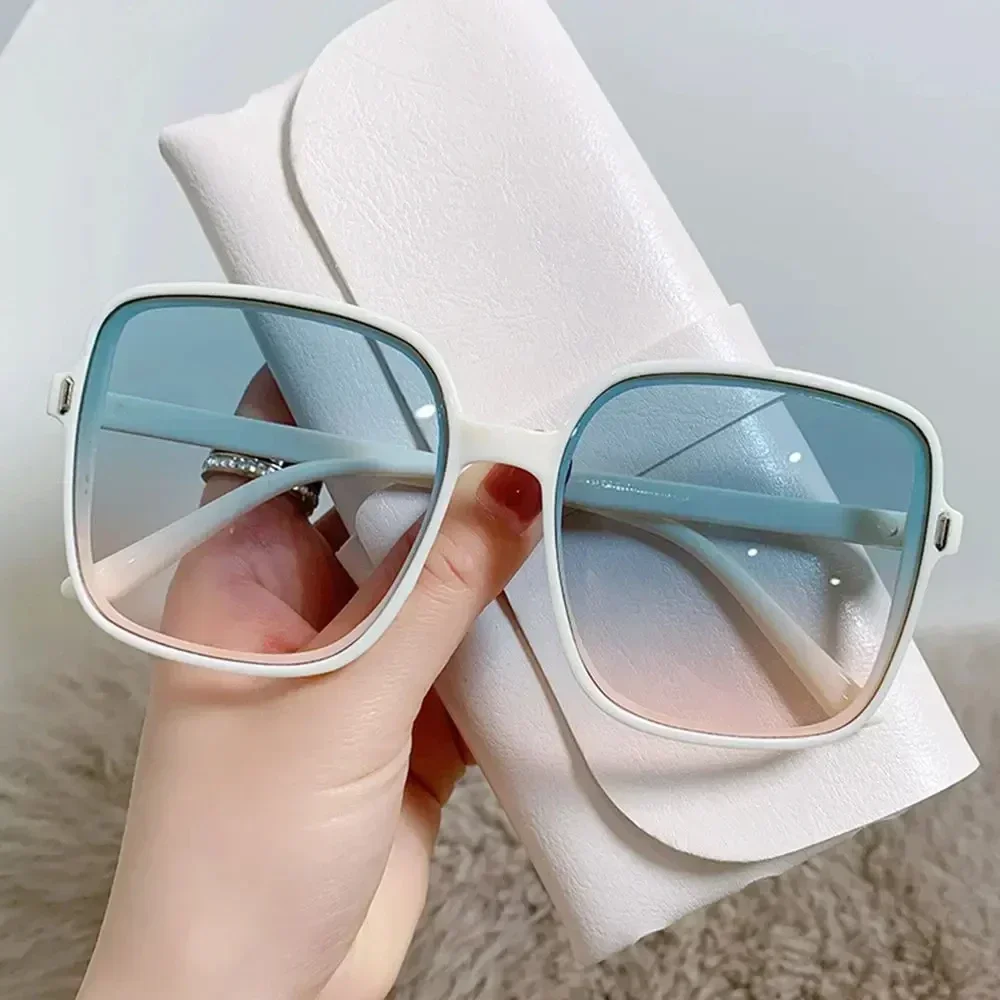 Retro Big Square Frame Sunglasses Woman Vintage Gradient Sun Glasses Female Clear Lens Black White Summer Oculos De Sol Glasses