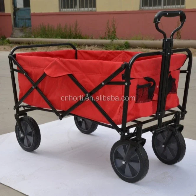 Elite Collapsible Utility Beach Wagon Handle Pulling Push Garden Folding Trolleys Wagons