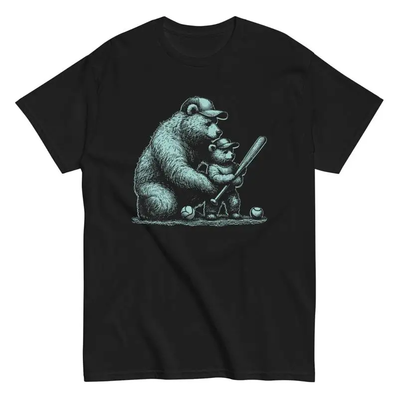 

Мужская хлопковая футболка Baseball Dad Father Bear Son на День отца