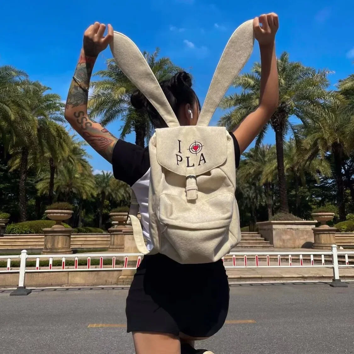 Kawaii Rabbit Letter Printed School Women Backpack Y2k Korean Style Travel Girls Backpack Cute Mini Square Women School Bag