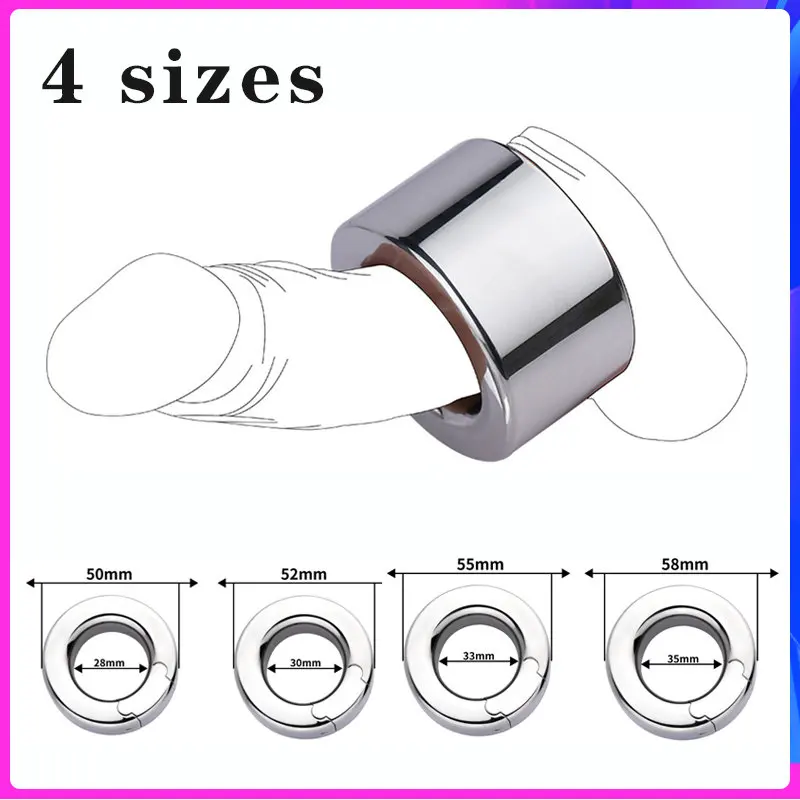 

4 Sizes Scrotal Restraint Ring Metal Cock Stretch Ring Scrotum Pendant Ball Male Penis Massager Locking Sperm Ring Male Chastity