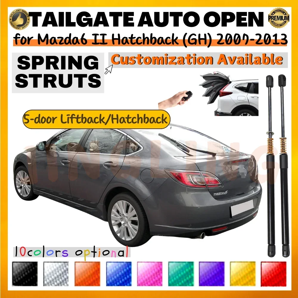 Qty(2) Trunk Struts with Spring for Mazda6 II Hatchback W/O Spoiler (GH) 2007-2013 Rear Tailgate Lift Supports Shock Absorbers