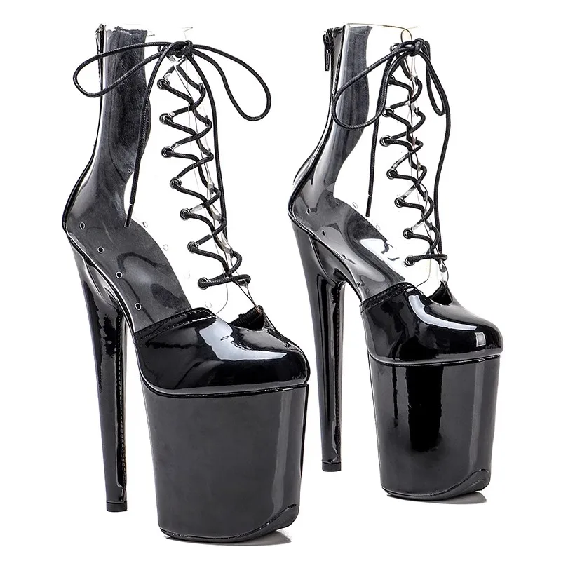 New 20CM/8inches PU Upper Modern Sexy Nightclub Pole Dance Shoes High Heel Platform Round Toe Women's Ankle Boots 293