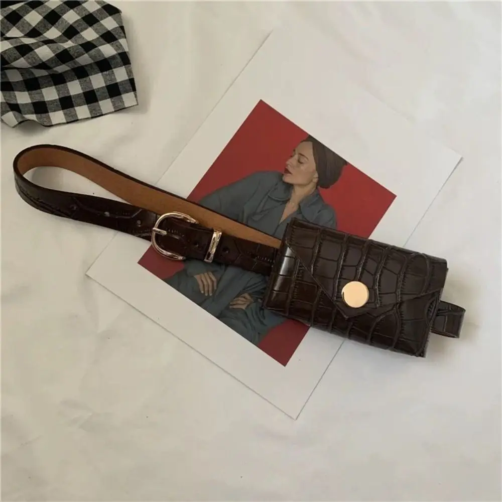 Fashion PU Leather Mini Waist Bag Crocodile Print JK Style Girl Wallet Punk Women Crossbody Bag School Style
