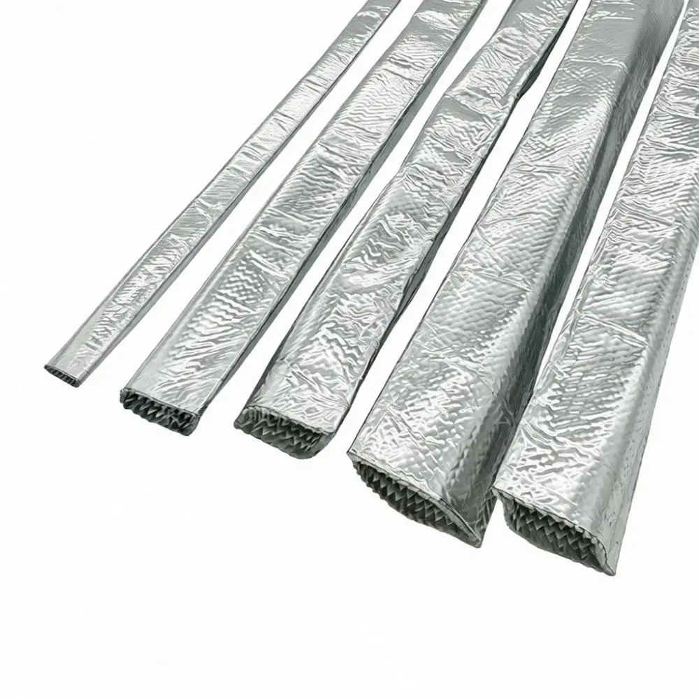Industrial Heat Shield Fiberglass Sleeve Aluminum Foil Thermal Wrap Fireproof Pipe Protection Wire Loom Cable Cover