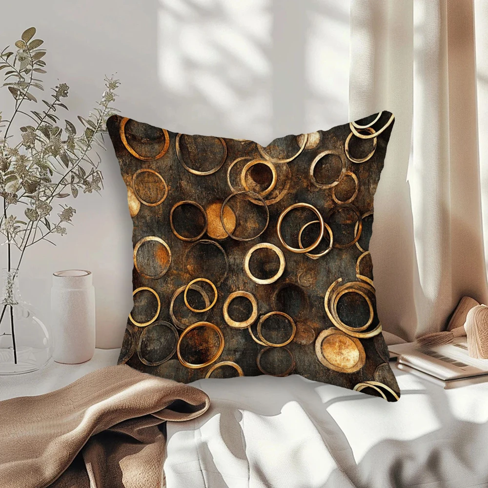1PC Background Of Shapes Pillow Covers,Polyester Decorative Cushion Cases for Living Room Sofa (Pillow Inserts Not Included)