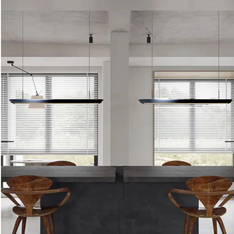 LED Personalized Restaurant Pendant Light Minimalist Modern Pendant Lamp for Kitchen Study Office Long Straight Hanging Lights