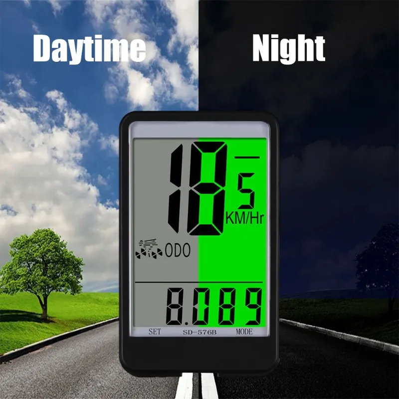 

Rainproof Wired Bike Speedometer Large Screen Display Bicycle Computer Backlight Cycling Odometer