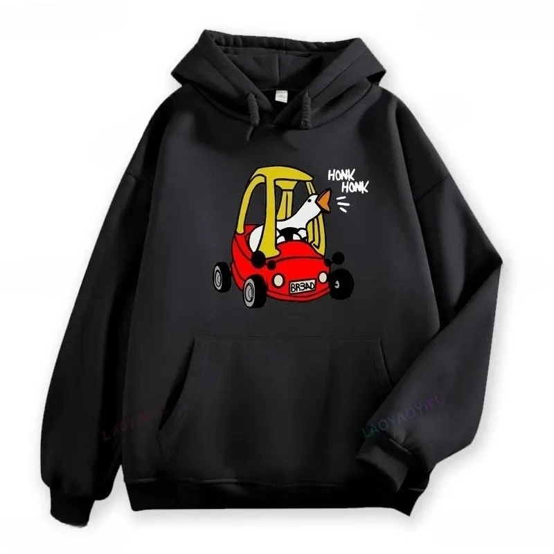 Bluza z kapturem z nadrukiem gęsi trąbki, urocza odzież sportowa, retro kaczka, hip-hop, streetwear, Harajuku, damska bluza, modna bluza z kapturem