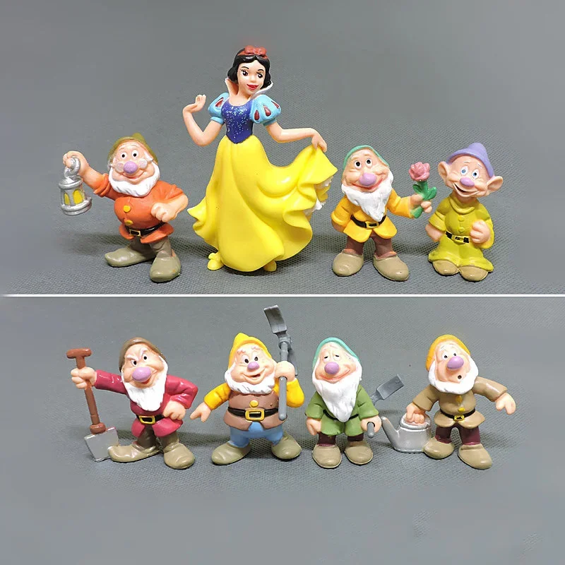 Figurines d'action de dessin animé Disney, princesse Blanche-Neige, les sept nains, poupées modèles, gâteau, décoration de mariage, cadeau d'anniversaire pour enfants