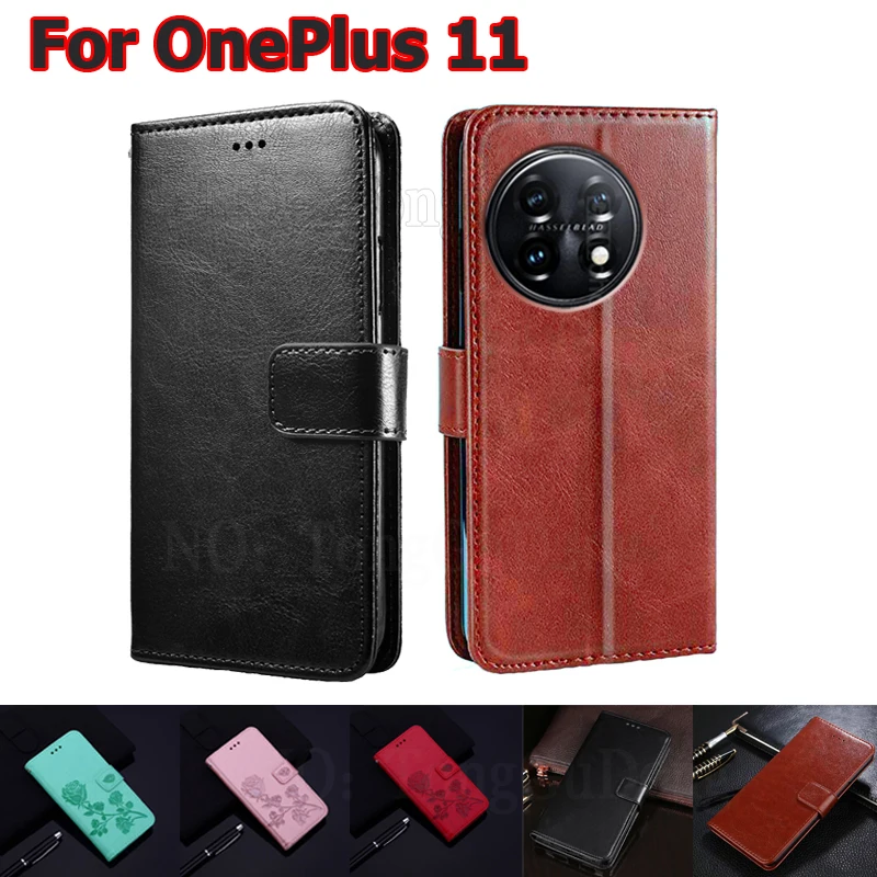 Protection Phone Cases For Oneplus 12 Case Leather Wallet Flip Cover For Carcasas Oneplus 11 One Plus 11 PHB110 6.7