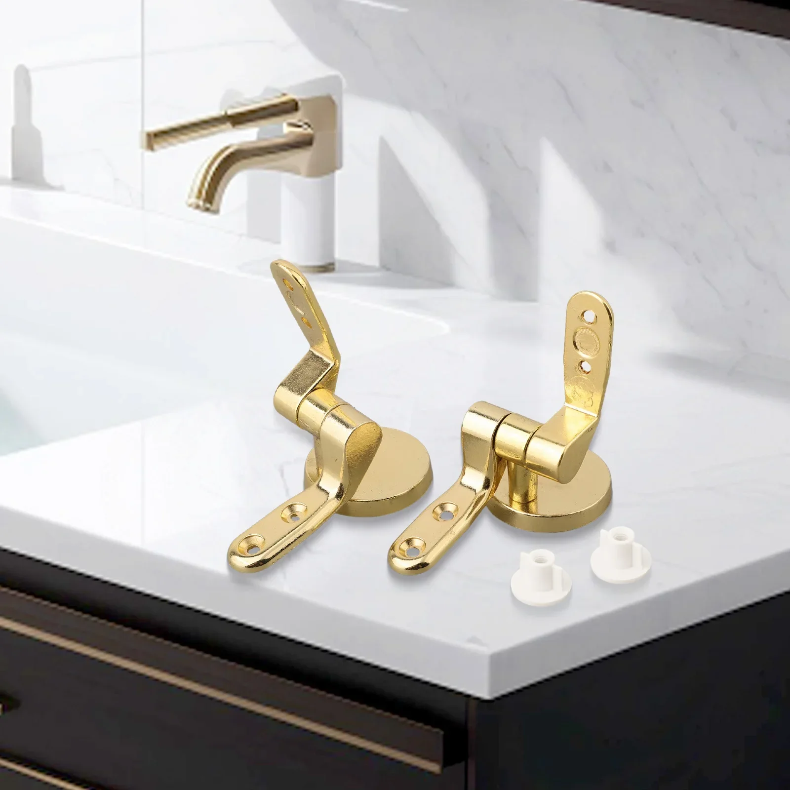 Toilet Seat Hinges Gold Toilet Seat Hinge Fixings Zinc Alloy Toilet Cover Mounting Connector Toilet Seat Hardware