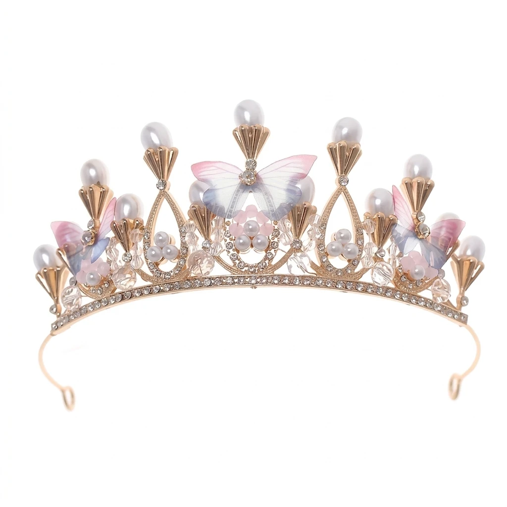 Bridal Crown Headpiece Rhinestone Pearl Half Crown Wedding Dress Accessory view 4