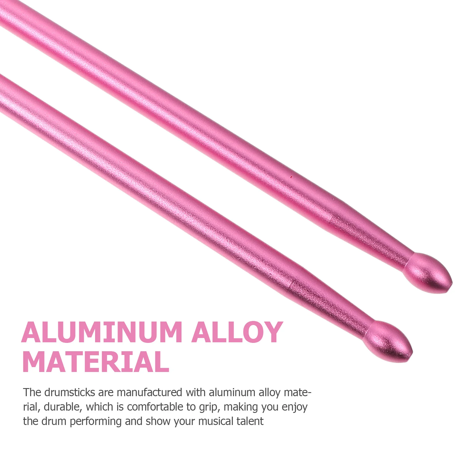 Baquetas de tambor de liga de alumínio de grau profissional, 2 peças, excelente artesanato, acabamento suave, durabilidade confiável para percussão