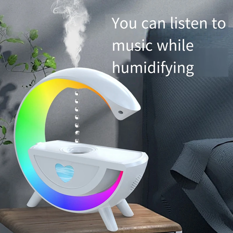 Anti-Gravity Air Humidifier 350Ml With Bluetooth 5.0 Speaker RGB ABS+PC For Home Office Humidifier