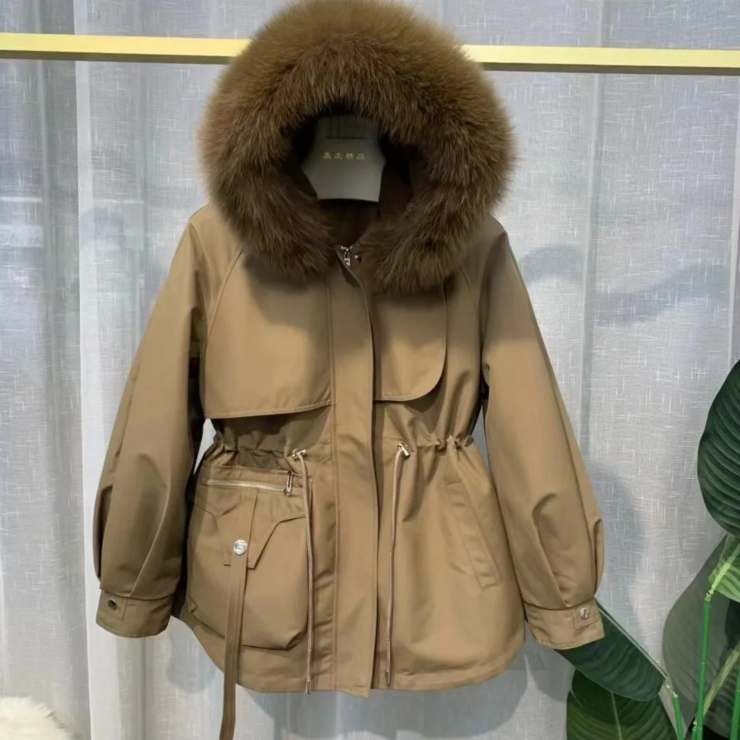 

2025 New Pie Overcomes Rex Rabbit Fur Liner Jacket Removable Fox Fur Collar