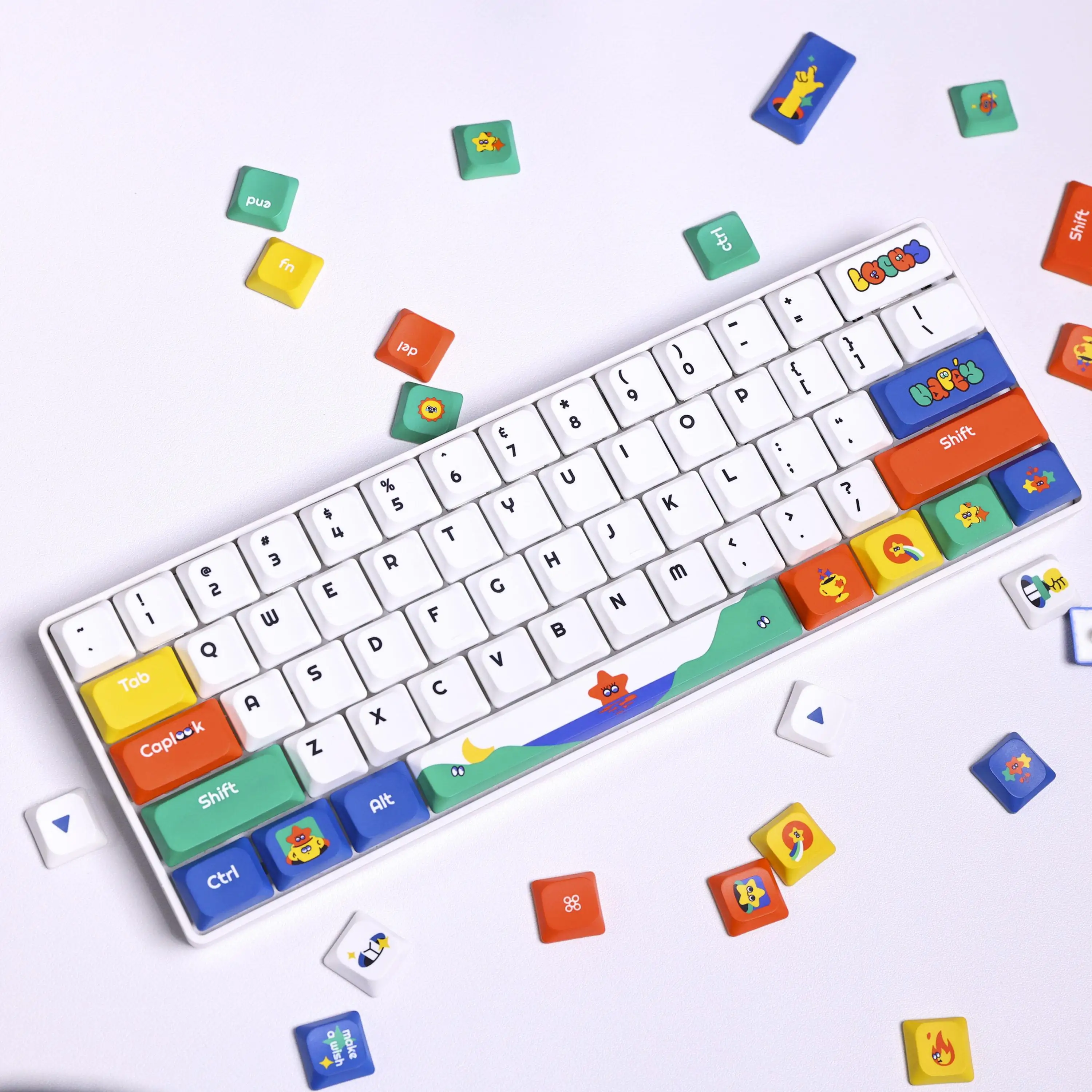 Lucky theme low shaft keycap PBT five-sided sublimation non-oiling mechanical keyboard custom keycap