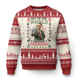 Santa Claus Donald Trump Graphic Sweater For Men Funny Make Christmas Great Again Pullovers 3d Printed New Year Sweatshirts