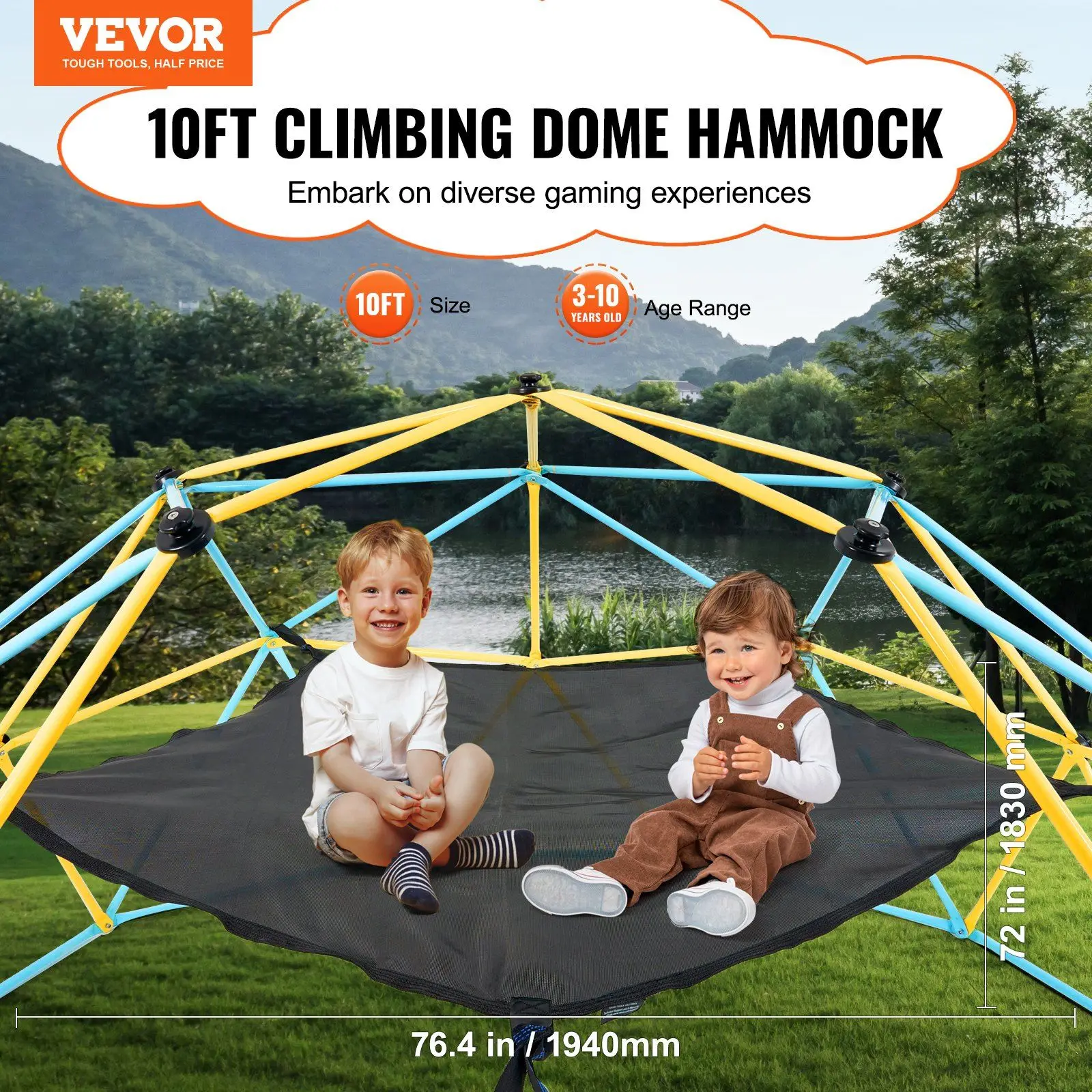 Dome Climber Hangmat, Climbing Dome Hangmat Geschikt voor 10ft Dome Climbing, Draagvermogen 350 pond, Pentagon Jungle Gym Hangmat