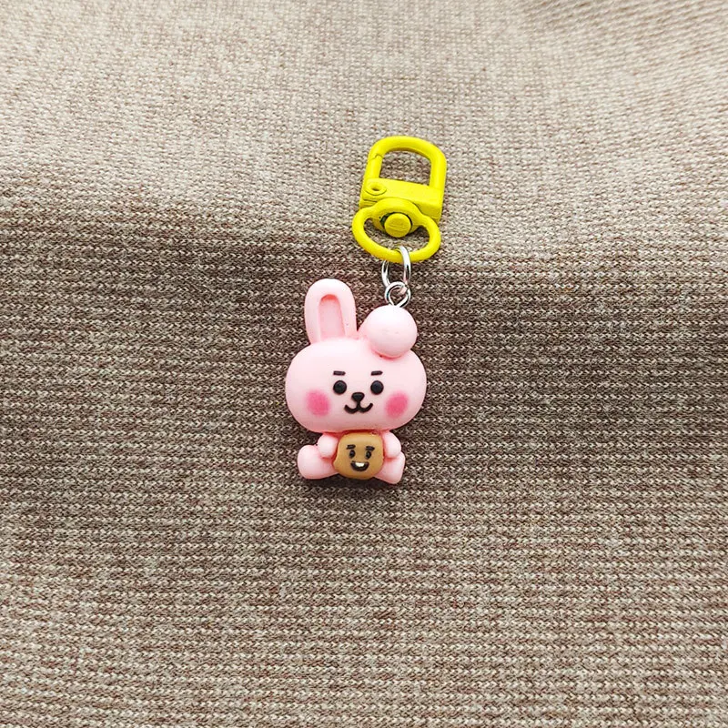 Fashion Keychain Cute BT21 TATA COOKY Keychains for Women Bag Pendant Jewelry Trinket Girls Car Key Ring Key Chain Accessories