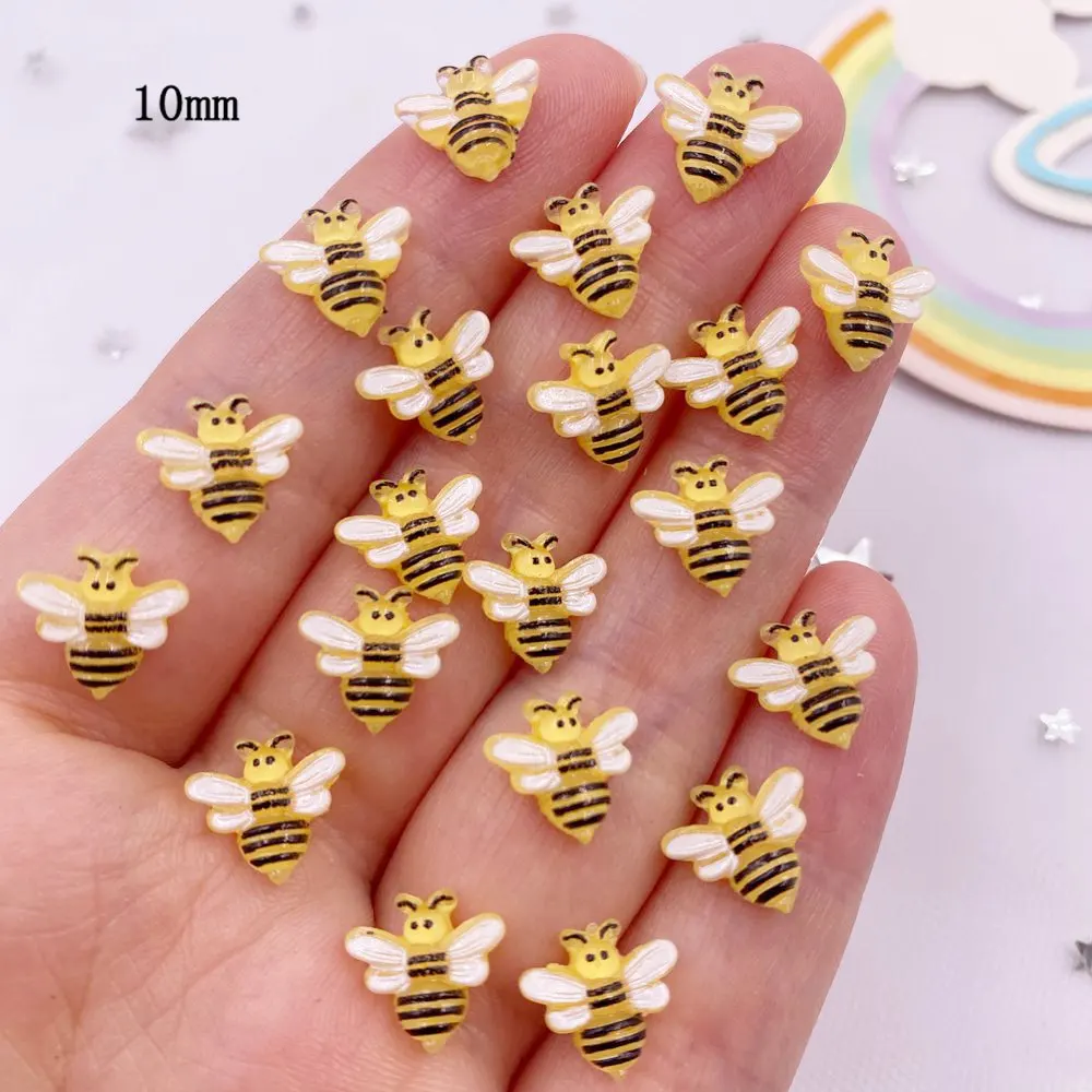 50Pcs 10mm Resin Hand-painted Mini Honeybee Flatback Cartoon Rhinestone Gem Scrapbook Ornament Applique Craft DIY Nail Art L747