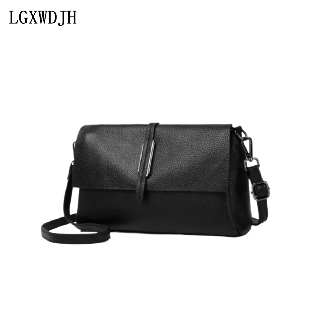 Cover Double Heel Shoulder Strap Top Cowhide Fashion crossbody bags for women Horizontal Square All-match New Style Shoulder bag