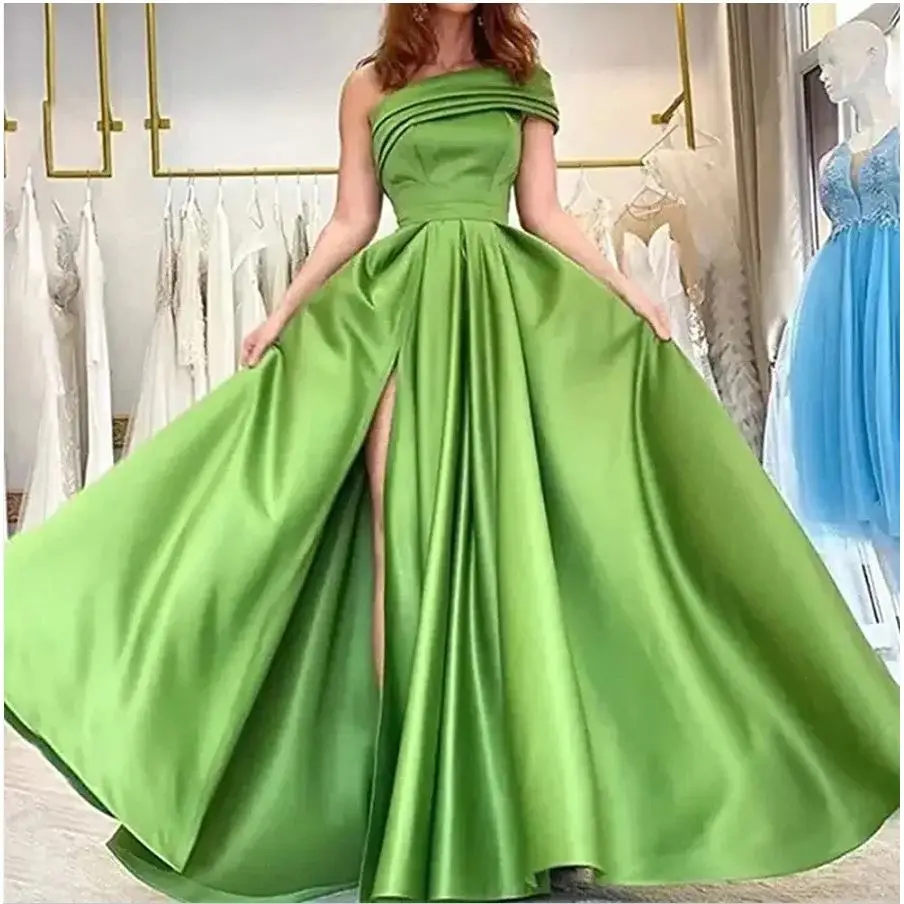 Ele Evening Gown Women's Luxury Asymmetrical oulder Dr Stage Performance Host Long Skirt High Waist No Sve