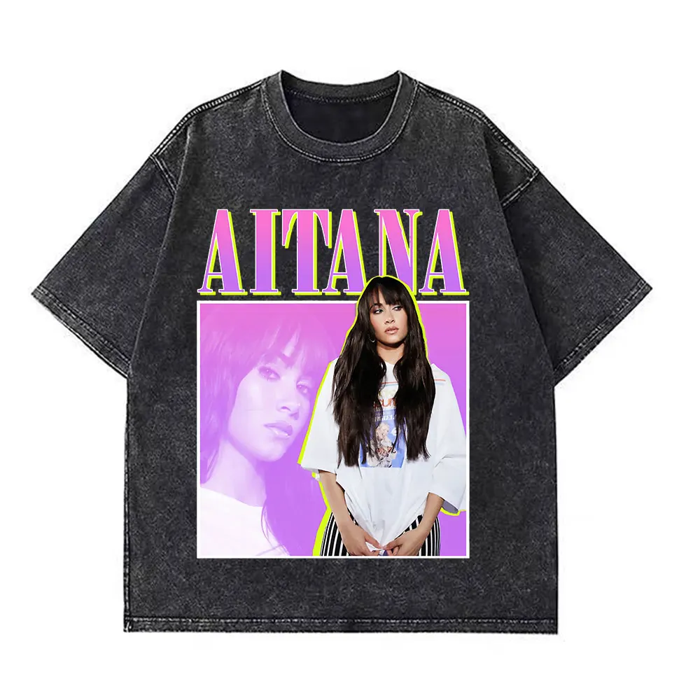 Aitana Cuarto Azul ألبوم خمر غسلها 2025 جولة تي شيرت الرجال النساء تي شيرتات قصيرة الاكمام الشارع الشهير Harajuku جماليات تي شيرت