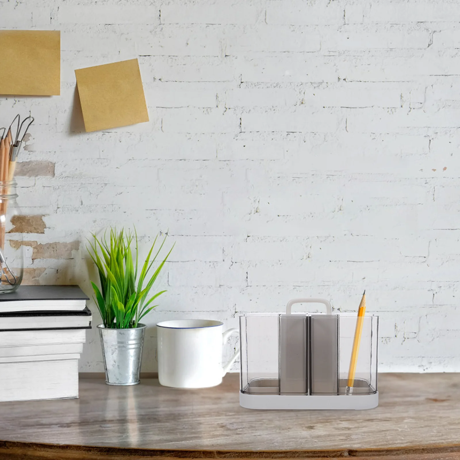 

Stackable Plastic Desk Organizer Transparent Portable Desktop Stationery Holder Large Capacity Multifunctional Office Storage