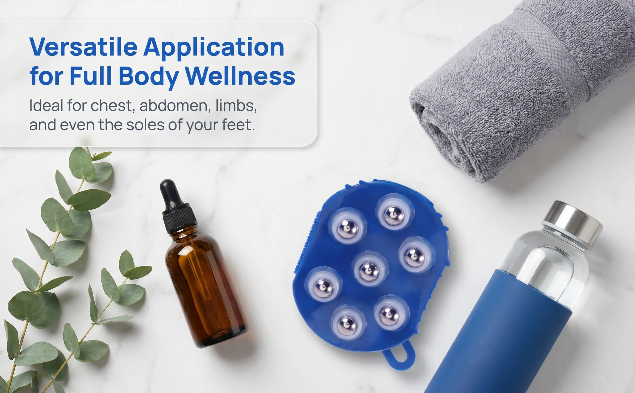 Palm Shaped 7 Steel Ball Rotation Massage Brush Handheld Body Massager Relieves Muscle Soreness Cellulite Exfoliating Back Foot