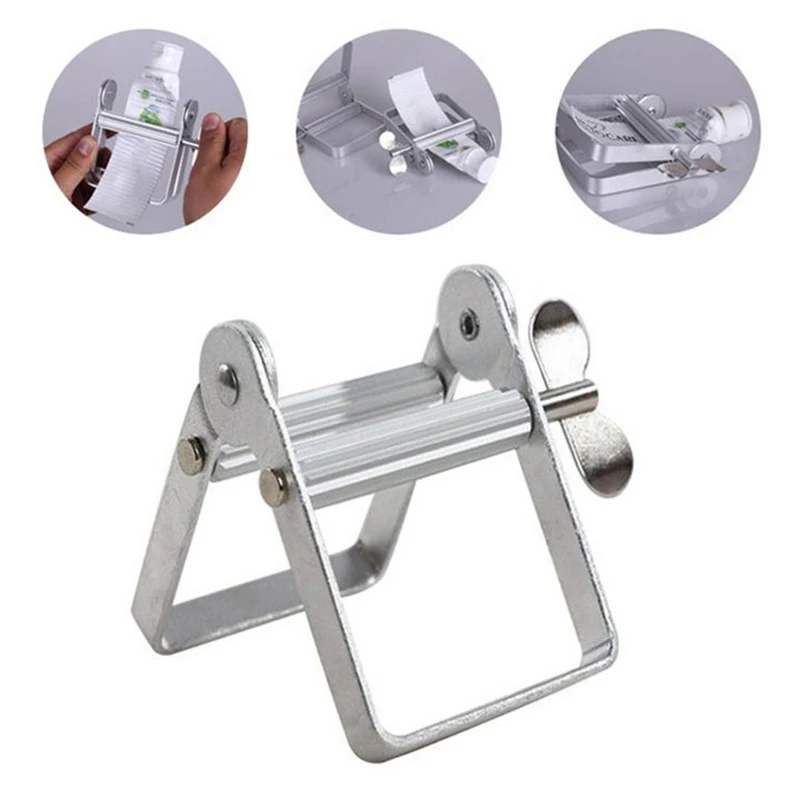 Stainless Steel Frosted Toothpaste Hand Cream Sauce Extruder Household Bathroom Supplies Toothbrush Rack Tooth Paste Dispenser