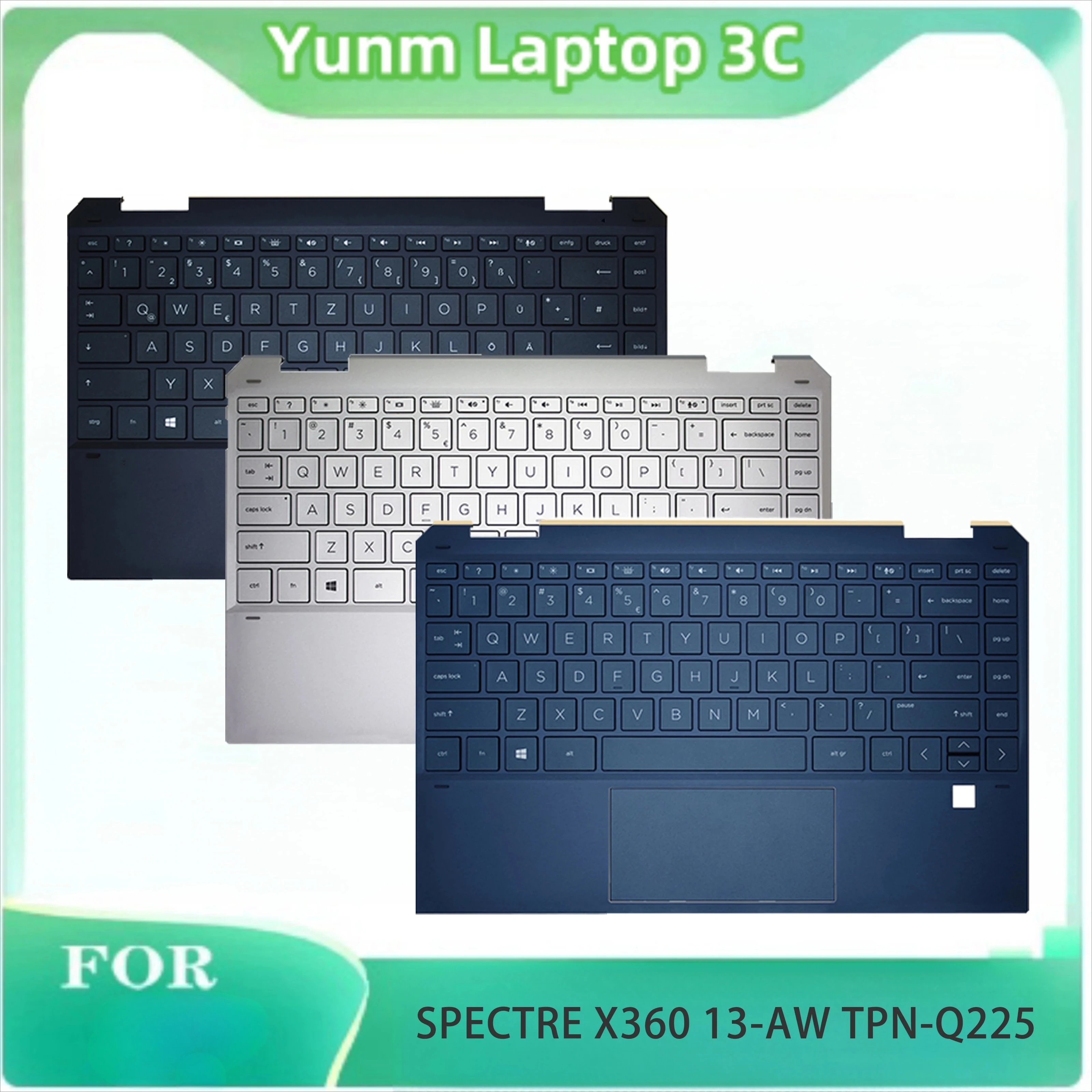 

Original New For SPECTRE X360 13-AW TPN-Q225 Palmrest Upper Top Case with US Keyboard German Frence Backlight Silver Blue