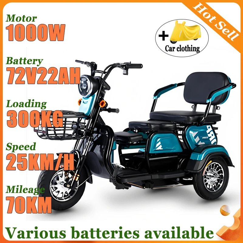 

NEW With Basket 3 Seats Household Adult Female Small Electric Tricycle Elderly Help Comfortable Seats 3-Wheeler Mobility Scooter