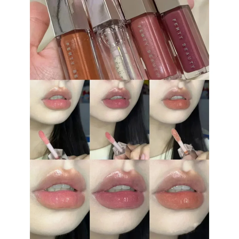 Brillo de labios de perlas de espejo de 3 colores resistente al agua, lápiz labial hidratante de larga duración, brillo de labios brillante, maquillaje cosmético coreano para mujeres