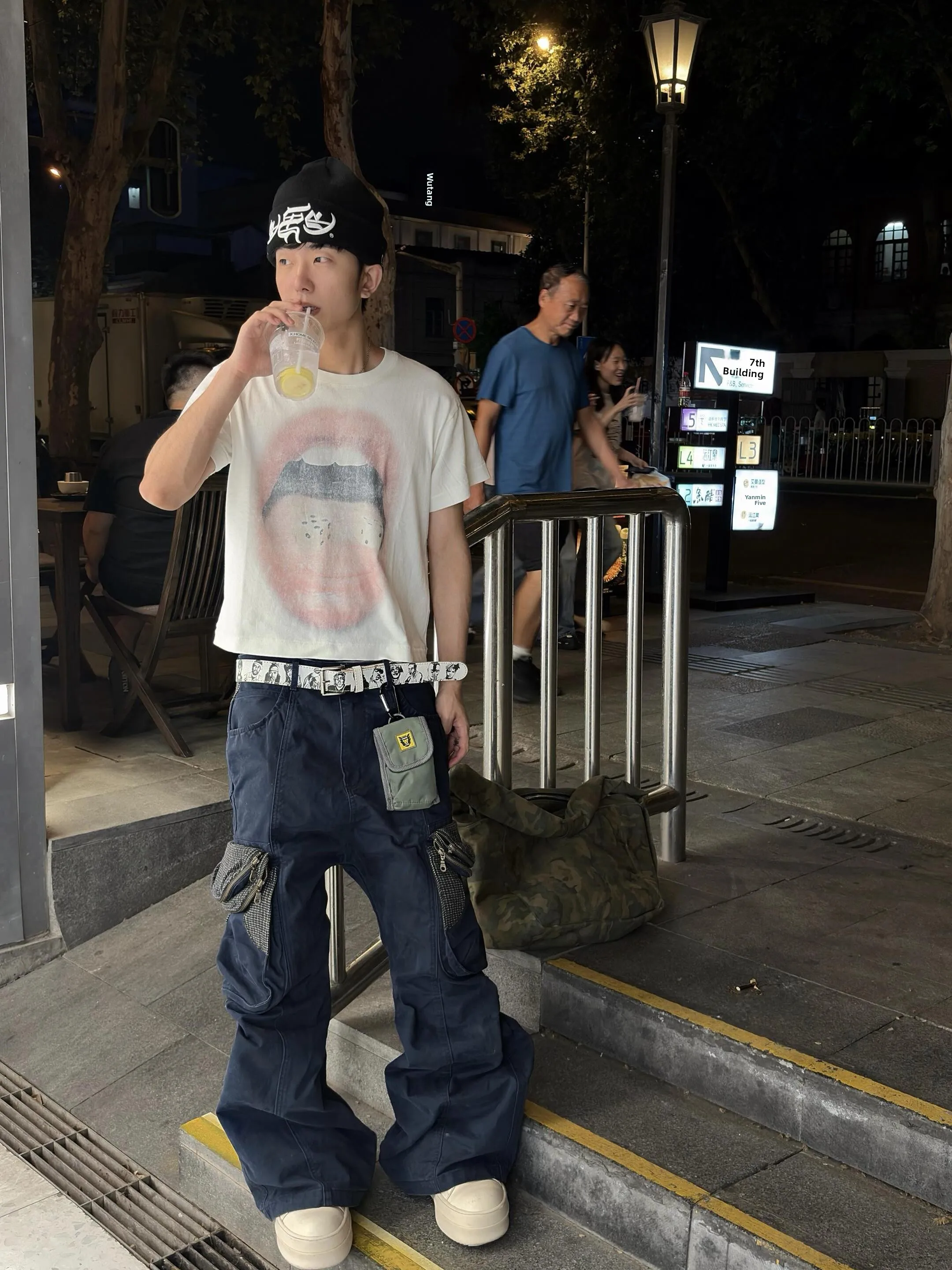 American Street Style Cargo Pants Men's Casual Workwear Trousers Bird's Eye Pattern Streetwear Heavy Duty Functional Jeans