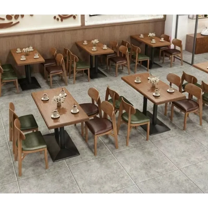 Modern Commercial Cafe Furniture Restaurant Furniture Set Complete Cafe Ash Wood square Restaurant Table and Chair