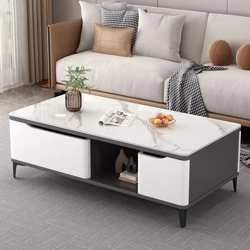 Nordic Living Room Coffee Table Modern Design Floor White Coffee Table Black Minimalist Mesas De Centro Para Sala Home Furniture