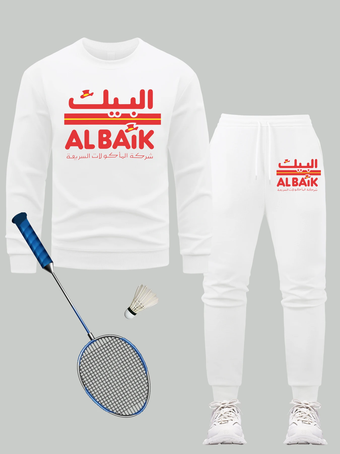 

Мужской комплект свитшотов Alabik Art Letter Design, спортивные штаны для бега, удобный пуловер с круглым вырезом, флисовый осенний комплект одежды из 2 предметов