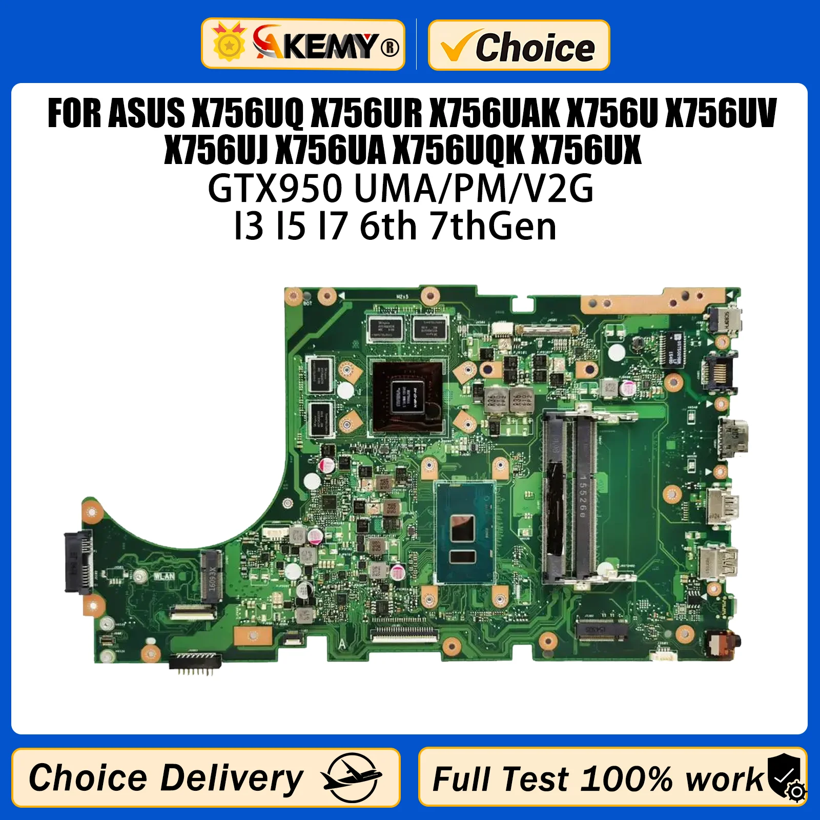 

AKEMY Motherboard A756U For ASUS X756UQ X756UR X756UAK X756U X756UV X756UJ X756UA X756UQK X756UX Mainboard I3 I5 I7 UMA/PM/V2G