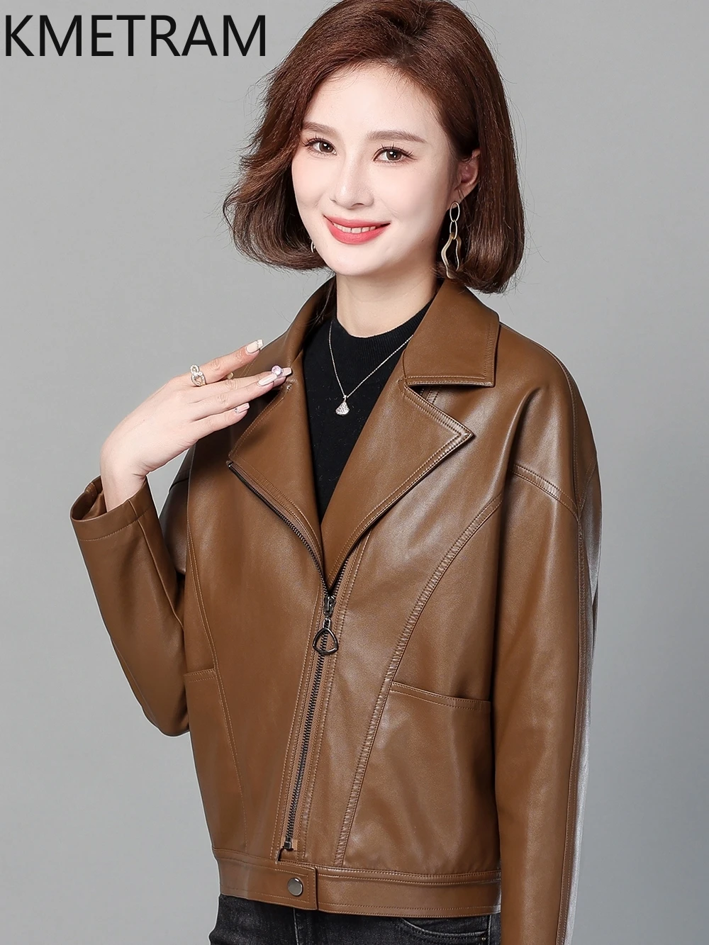 KMETRAM Real Sheepskin Leather Women\'s Jackets Spring Autumn Short Clothes for Women Large Size New Coats 2024 Casaco De Couro