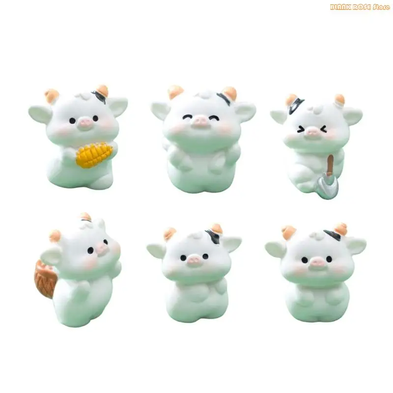 K1AE Vaca Figure Modelo Mini Paisagem Decorações Casa Miniatura
