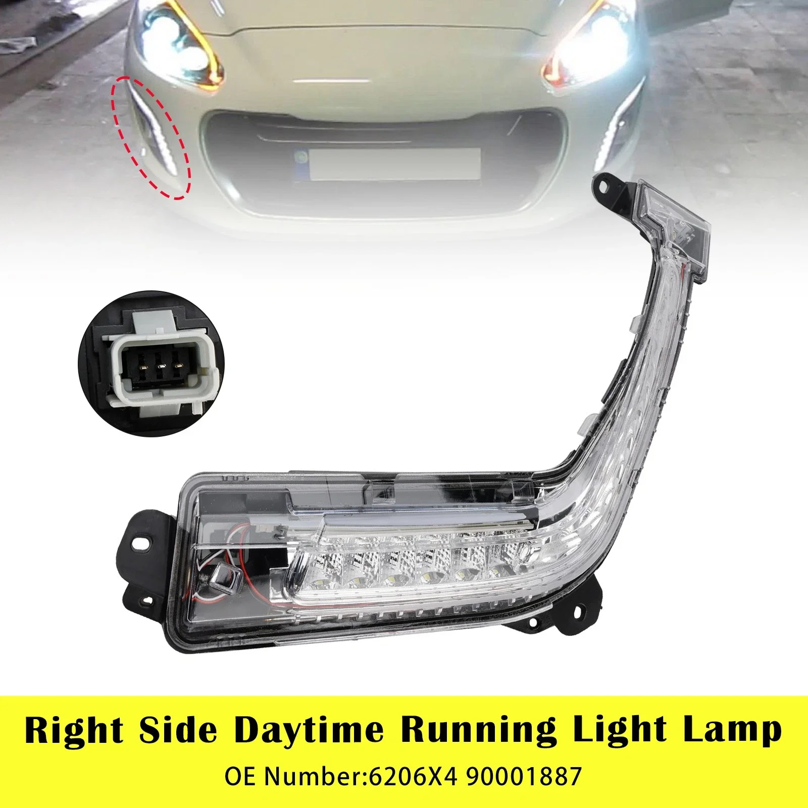 6206X4 6208X4 LED Car Front Bumper DRL Daytime Running Light Day Light Lamp Fit For Peugeot 308 cc Convertible 2011-2014