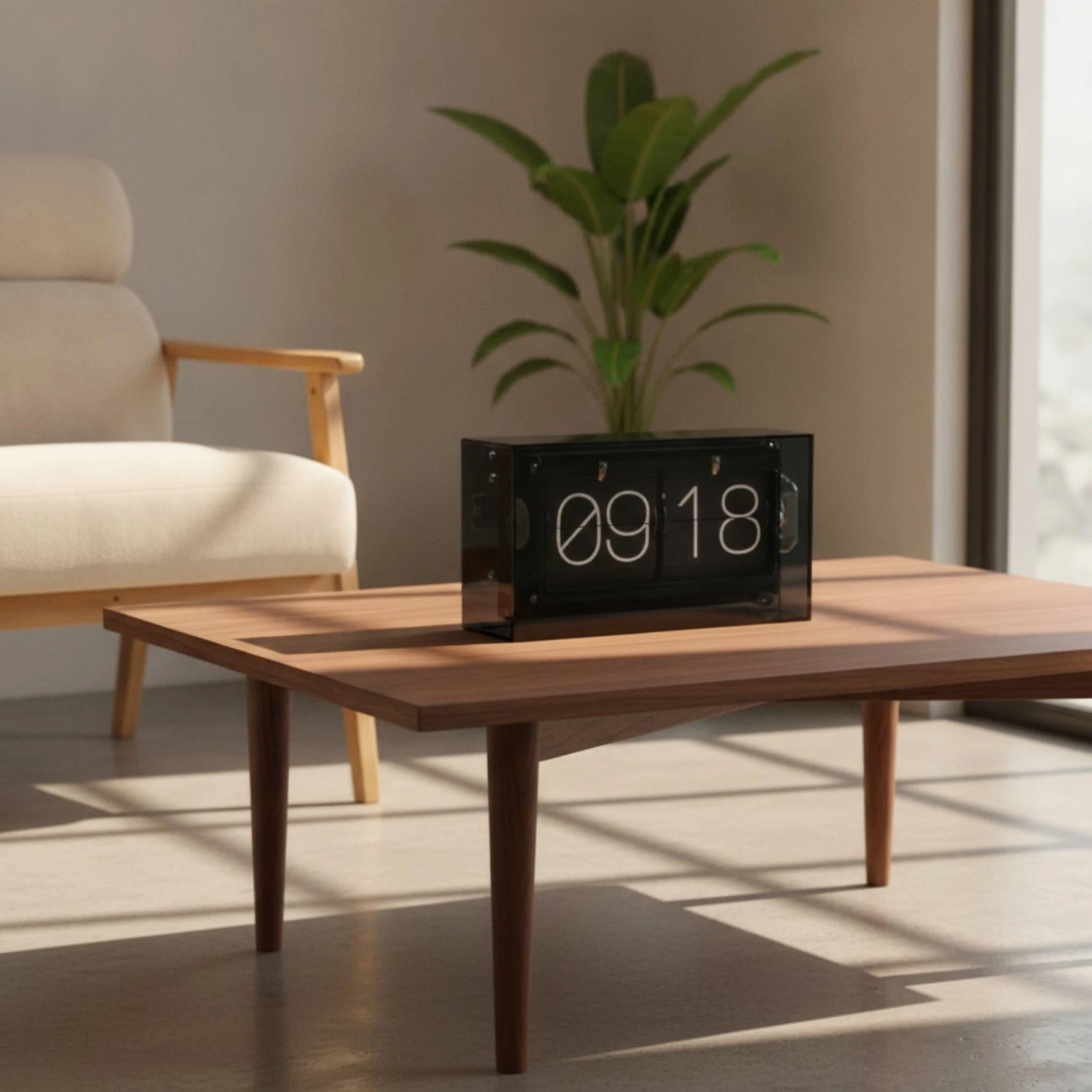 Flip Clock with Acrylic Housing Transparent Flip Clock Freestanding Small for Minimalists, Office, Shelf