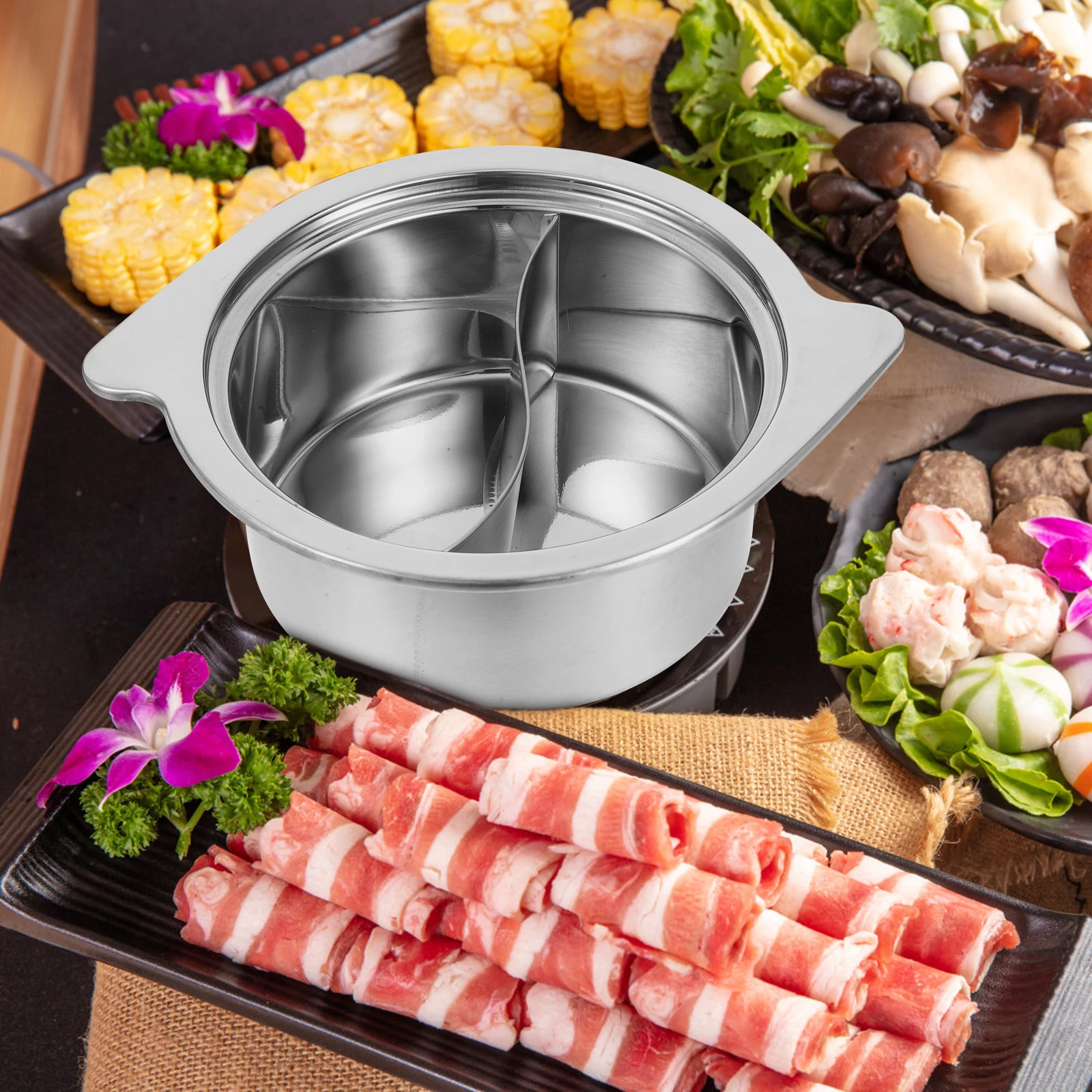 

Duck Hot Pot Pan Deep Sturdy Stainless Steel Soup Pot Kitchen Cookware Small Size Reusable Easy Clean Wear Resistant