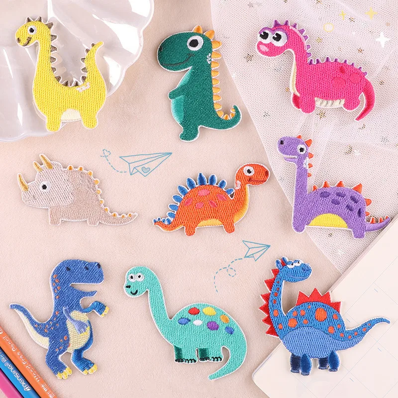 3M Color Dinosaur Embroidery Badges Stick On Patches On Clothes DIY Dress Jean Hat Clothing Accesories Cartoon Applique Stickers