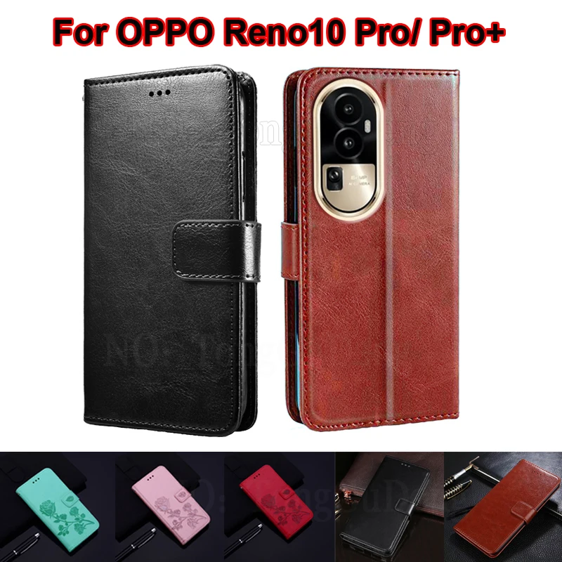 Flip Case For OPPO Reno10 PHW110 Cover on Etui Reno10 Pro CPH2525 Funda For Carcasa OPPO Reno 10 Pro+ 10 Pro Plus CPH2521 Coque