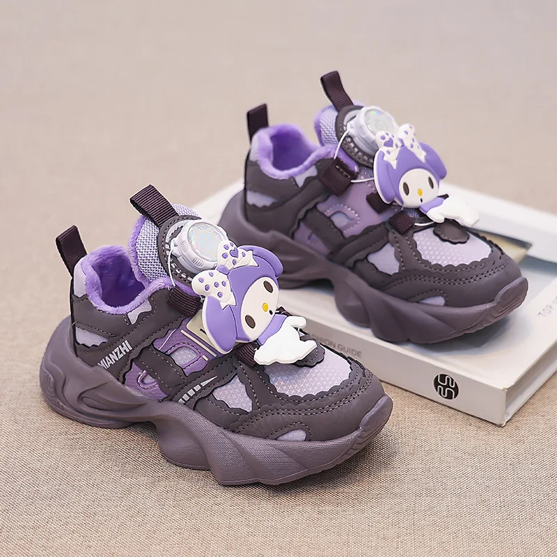 سانريو فتاة سينامورول Kawaii موضة أحذية رياضية طالب الشتاء أنيمي الكرتون الصوف مبطن الدفء الطفل حذاء كاجوال نمط جديد
