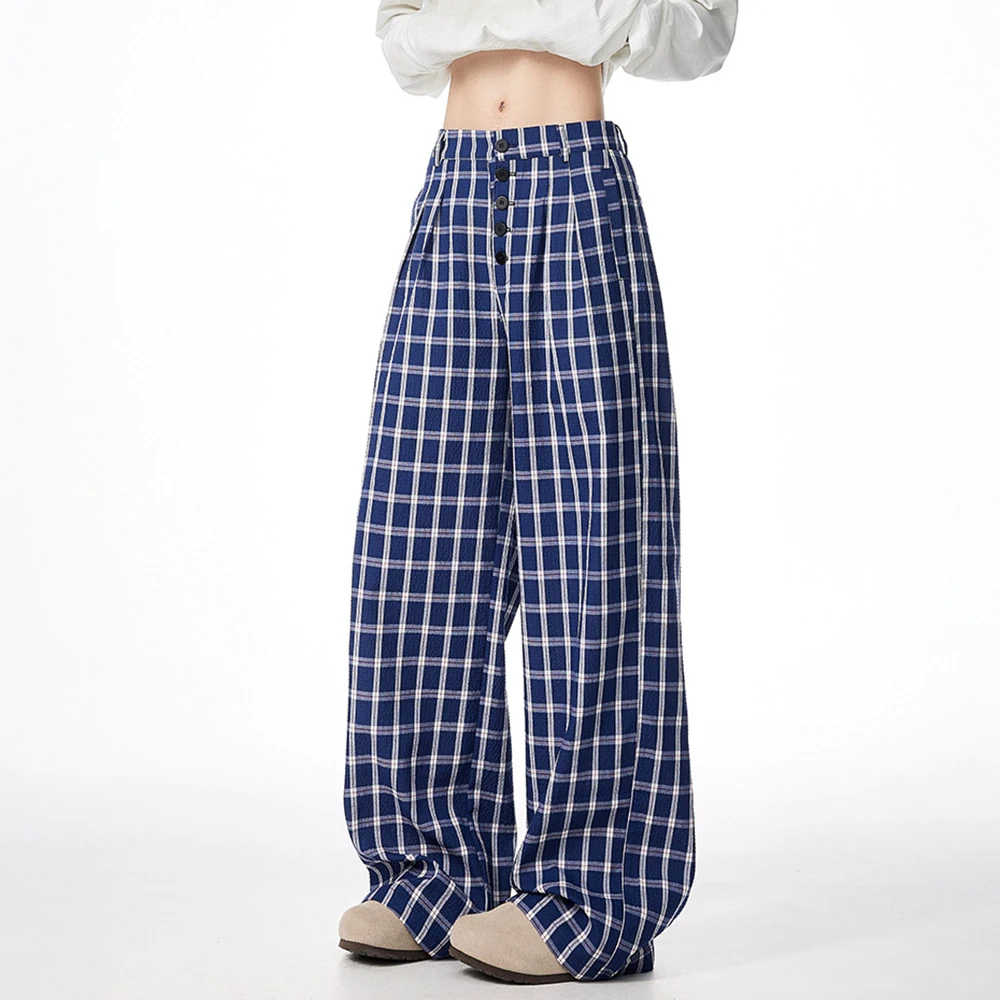 

Women's Loose Fit Plaid Pants Daily Casual Women Pants Wide Leg Comfortable Trousers Fashion Pants